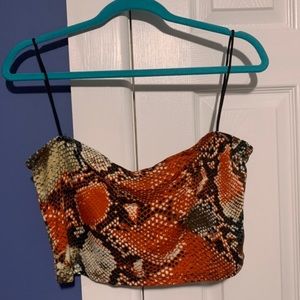 cropped cami snakeskin top